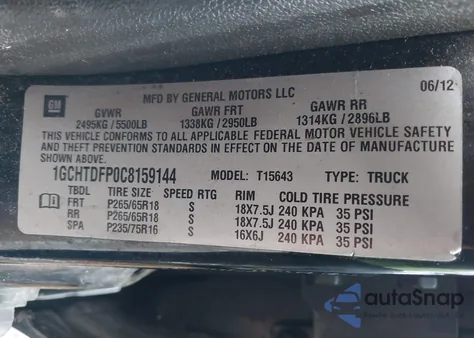 2012 Chevrolet Colorado 2Lt из США, поврежденный, VIN 1GCHTDFP0C8159144